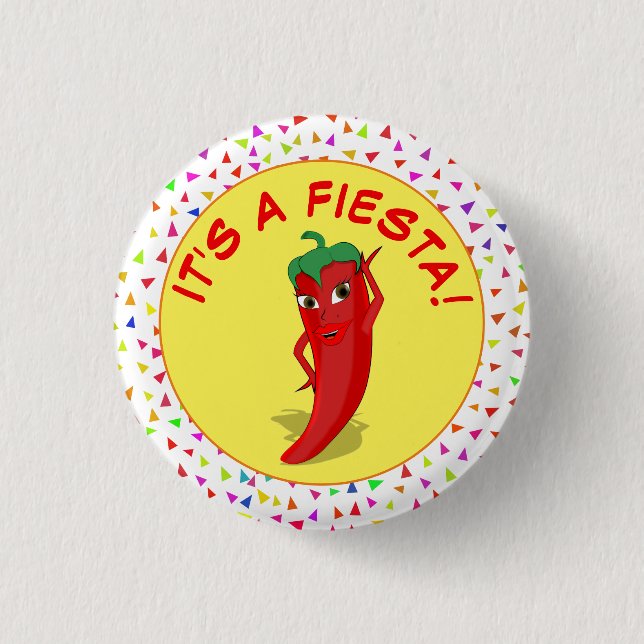 It's A Fiesta With Confetti Pattern 1 Inch Round Button (Front)