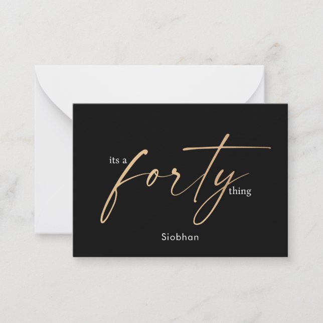 its a forty 40th birthday elegant thank you card (Front)