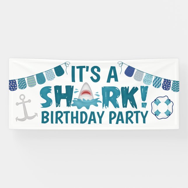 It's a Fun SHARK Birthday Party Kid Banner (Horizontal)