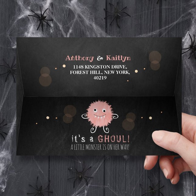 It's A Ghoul! Little Monster Halloween Baby Shower Envelope (Creator Uploaded)