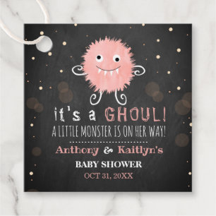 It's A Ghoul! Little Monster Halloween Baby Shower Favour Tags