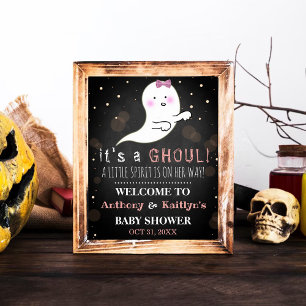 It's A Ghoul! Little Spirit Halloween Baby Shower Poster