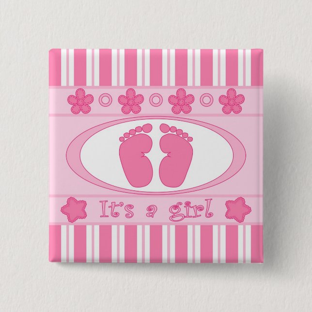 It's a girl 2 inch square button (Front)