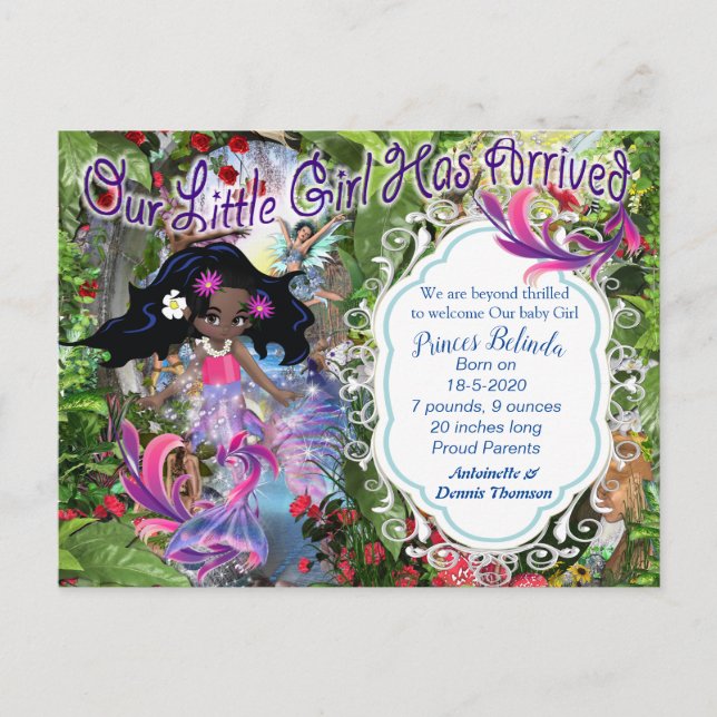 It's a Girl - A Fairy Mermaid Baby Postcard (Front)