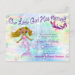 It's a Girl - A Mermaid Baby Postcard
