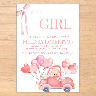 Its a girl! acrylic invitations