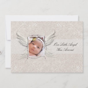It's A Girl Angel Wings Birth Announcement