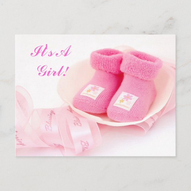 It's A Girl! Announcement Card (Front)