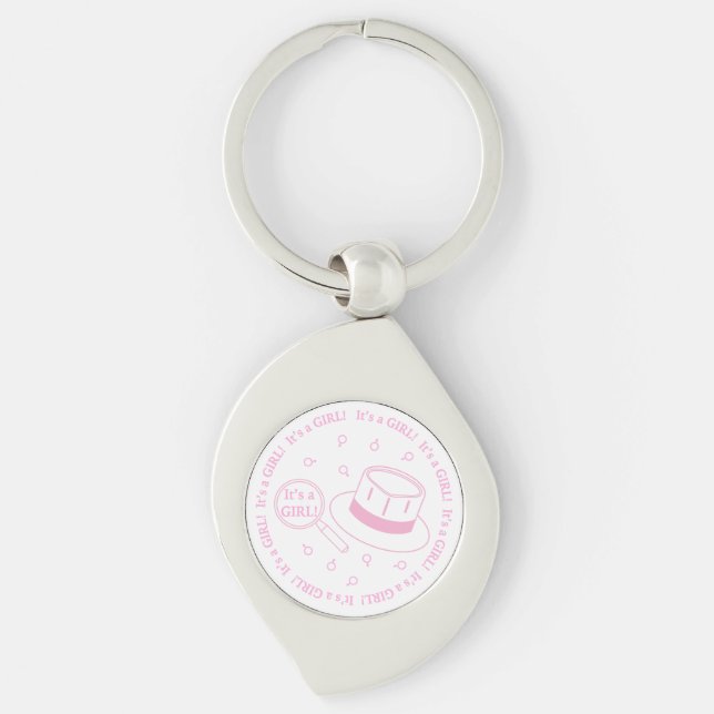 It's a Girl! announcement Keychain (Front)