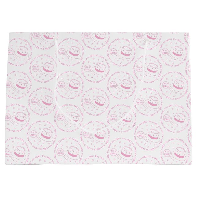 It's a Girl! announcement Large Gift Bag (Front)