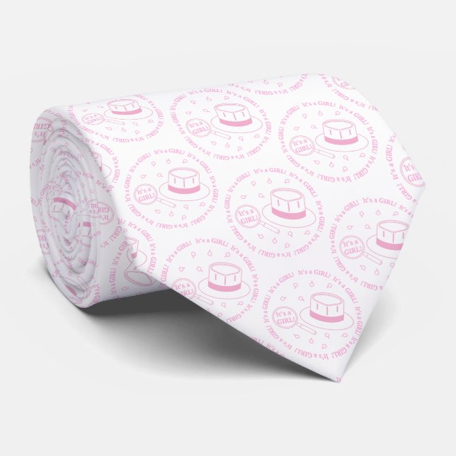 It's a Girl! announcement Tie (Rolled)