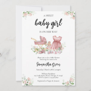 It's a Girl Baby Clothes Baby Shower Invitation