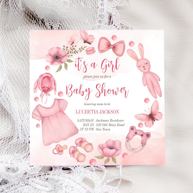It's a girl baby clothes toys wreath baby shower (Creator Uploaded)