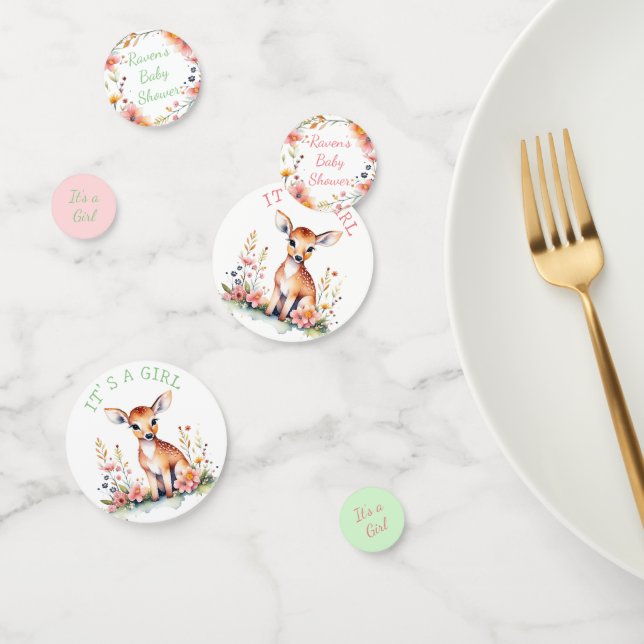 It's a Girl Baby Deer Themed Baby Shower Confetti (Group)