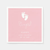Its a Girl Baby Footprint Cute Pink Baby Shower