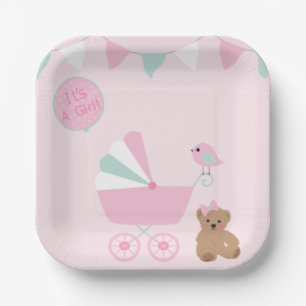 Its A Girl Baby Paper Plate