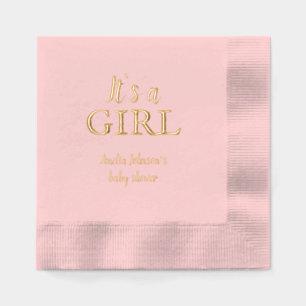 It's a Girl Baby Shower Baby Gender Reveal Party Foil Napkins