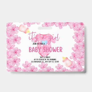 its a girl baby shower badge
