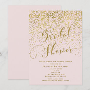 It's A Girl Baby Shower Blush Pink & Gold Confetti Invitation