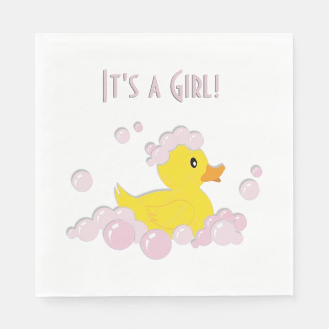 It's a Girl Baby Shower Duck Napkin (Front)