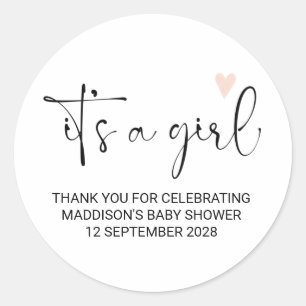 It's a Girl Baby Shower Favours Gifts for Guests Classic Round Sticker
