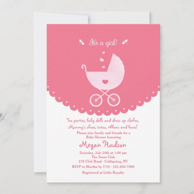 It's A Girl Baby Shower Invitation (Front)