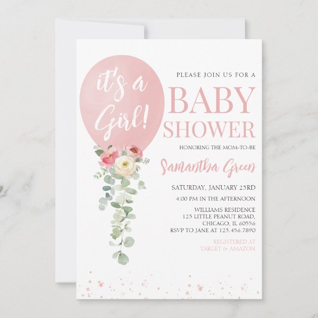 It's a Girl Baby Shower Invitation (Front)