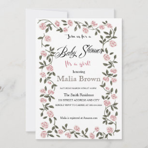 It's a Girl! Baby Shower Invitation  ~Roses~