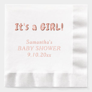 It's a Girl Baby Shower Name Foil Napkins