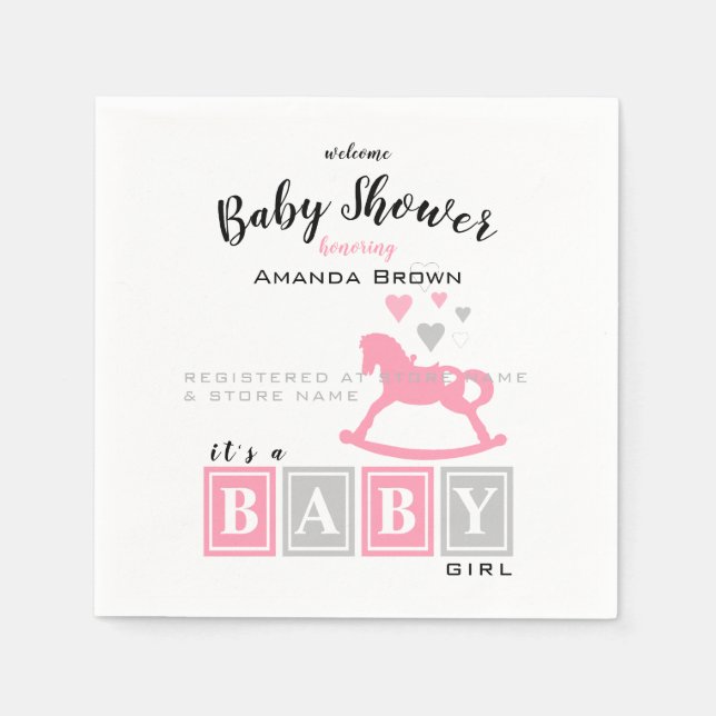 It's a Girl Baby Shower Napkin (Front)