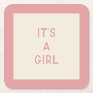 It's A Girl Baby Shower Paper Coaster