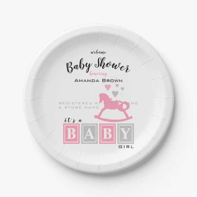 It's a Girl Baby Shower Paper Plate (Front)