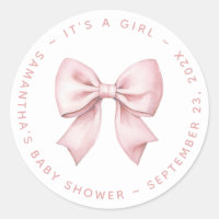 It's a Girl Baby Shower Pink Bow