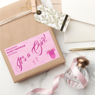 It's a Girl! Baby Shower Pink Modern. Napkins Sticker