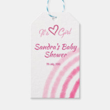 ITS  A GIRL BABY SHOWER PINK RAINBOW PASTEL RETRO