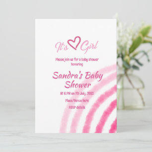 ITS  A GIRL BABY SHOWER PINK RAINBOW PASTEL RETRO INVITATION
