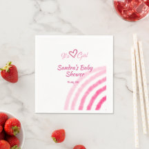 ITS  A GIRL BABY SHOWER PINK RAINBOW PASTEL RETRO