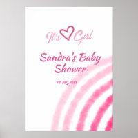 ITS  A GIRL BABY SHOWER PINK RAINBOW PASTEL RETRO