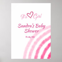 ITS  A GIRL BABY SHOWER PINK RAINBOW PASTEL RETRO