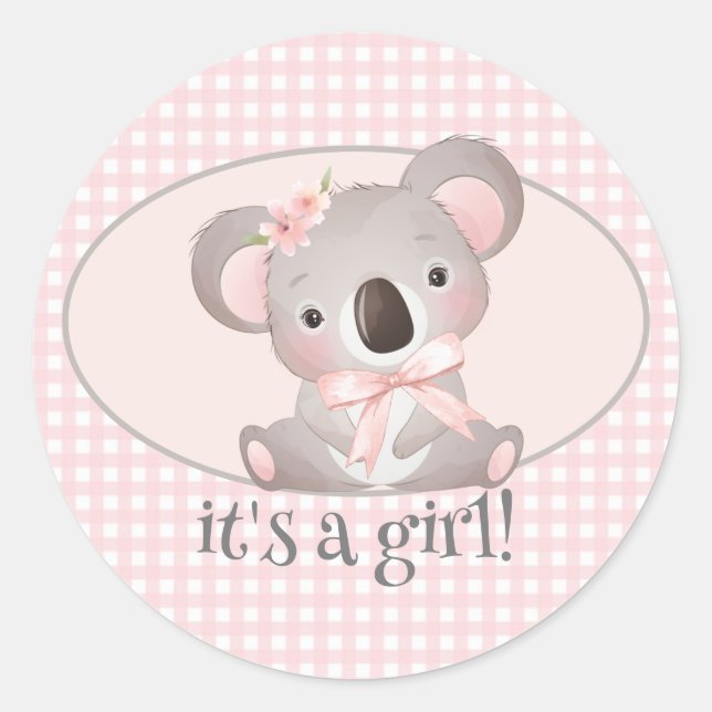 It's A Girl Baby Shower, Round Envelope Seals (Front)