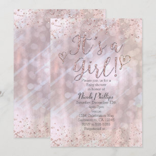It's a Girl Baby Shower Shimmery Pearl Invitations