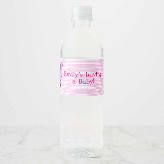 Its a Girl Baby Shower Water Bottle Labels (Front)