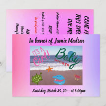 It's A Girl Baby Shower With Cute Ocean Critters I