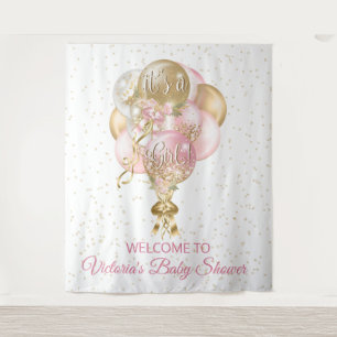 Its a Girl Balloon Baby Shower XL Backdrop Tapestry