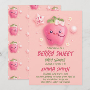 It's a Girl Berry Sweet Strawberry Baby Shower Invitation