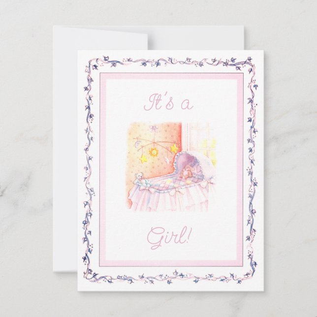 It's a Girl Birth Announcement (Front)