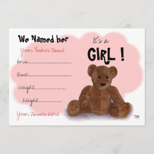 It's a Girl Birth Announcement