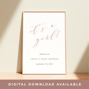 It's a Girl Blush & Grey Baby Shower Welcome Sign