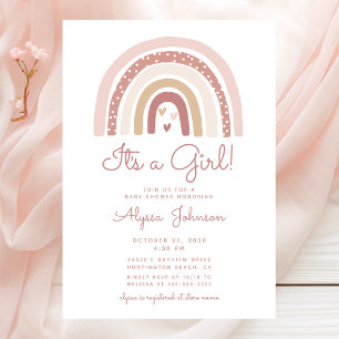 It's A Girl Boho Rainbow Baby Shower Invitation