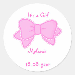 It's a girl -bow-sticker classic round sticker
